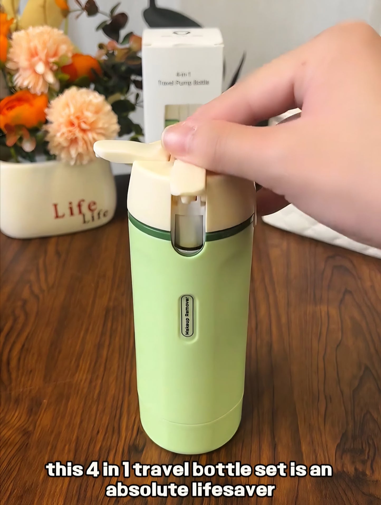4-in-1 Travel  Pump Bottle Set-Refillable.  Buy 2 sets save 10%, Buy 3 sets save 15%