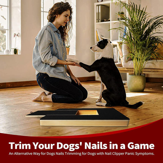 Wooden Dog Nail Scratch Board with Treats and Retractable Scraper-Slow Feeder and Stress free