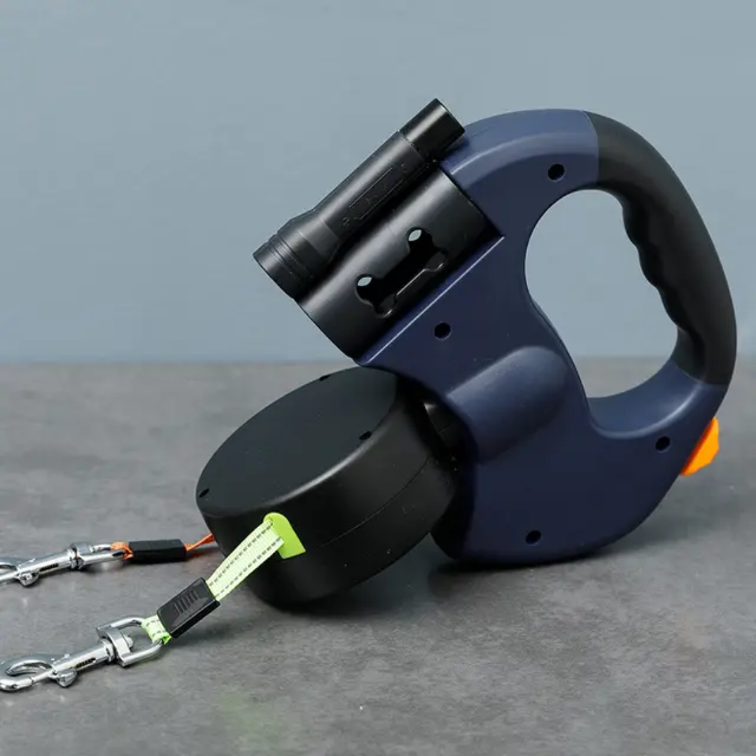 Dual Retractable Dog Leash with LED Flashlight